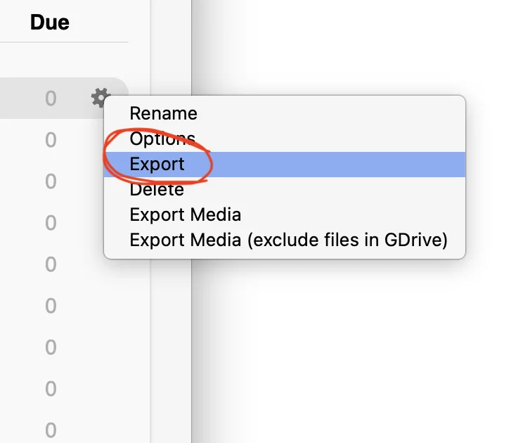 Click on Export